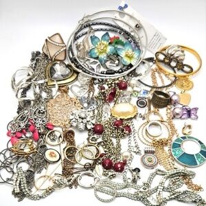 Over 1 lb 60 Pieces Wearable Costume jewelry and Charms Lot